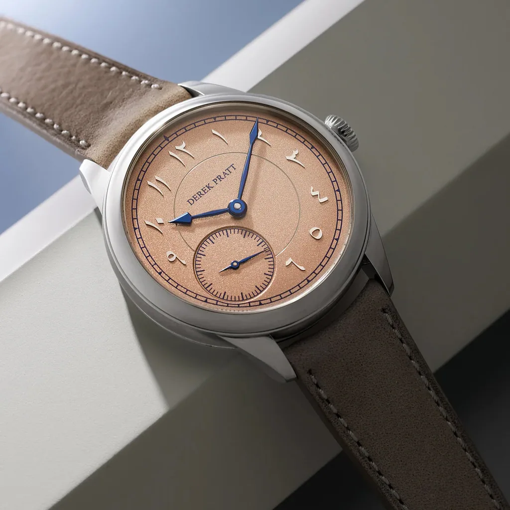 Derek Pratt — salmon Arabic dial variant on tan strap